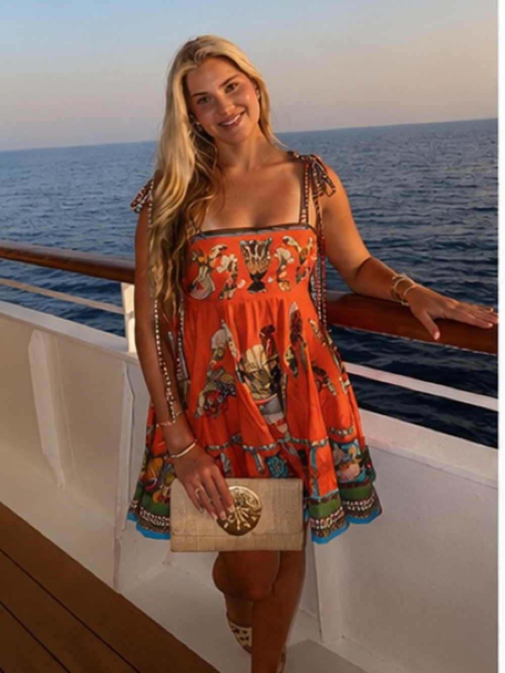 Alemais Orange Printed Mini Sundress Best color  for Fall - Picture 4 of 11